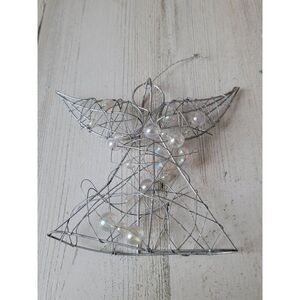 Silver Wire angel cherub bead ornament Xmas decor